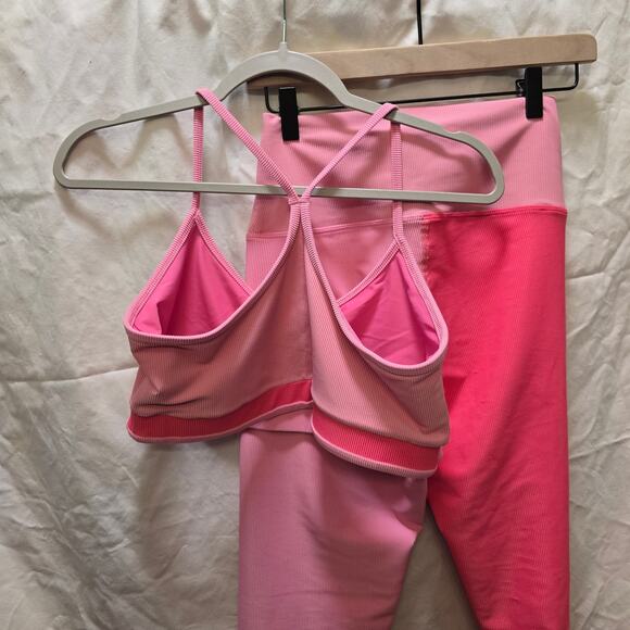 LoveShackFancy x Beach Riot pink colorblock ribbed large legging XL sports bra - Picture 14 of 15
